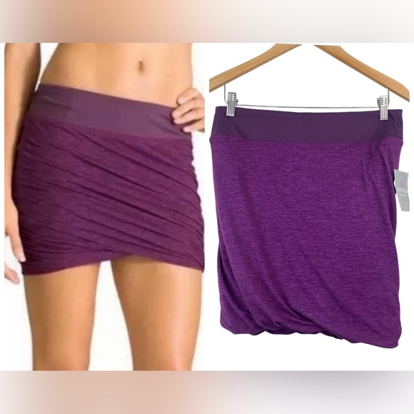 Athleta Purple Twist It Rouched Mini Skirt size M NWT - Picture 1 of 11